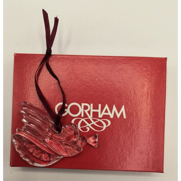 Gorham 1992 Crystal Angel Ornament With Box & Ribbon - Picture 3 of 7